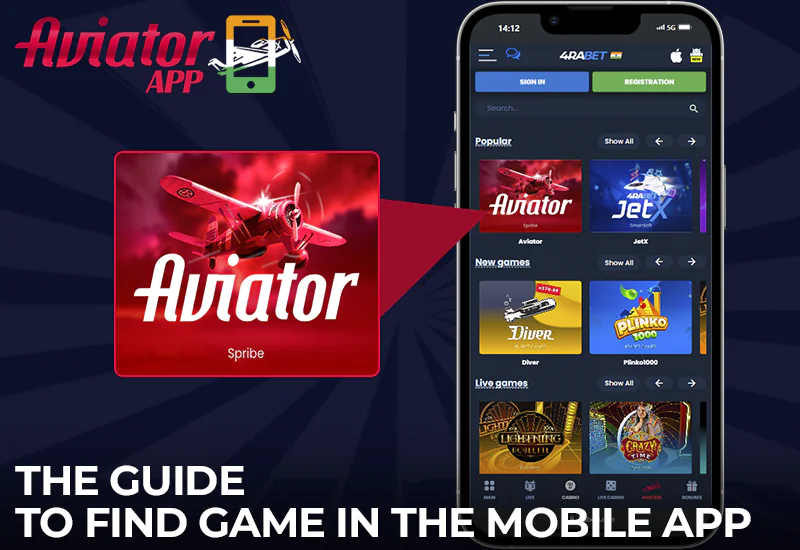 Instructions for finding Aviator in the 4rabet mobile app